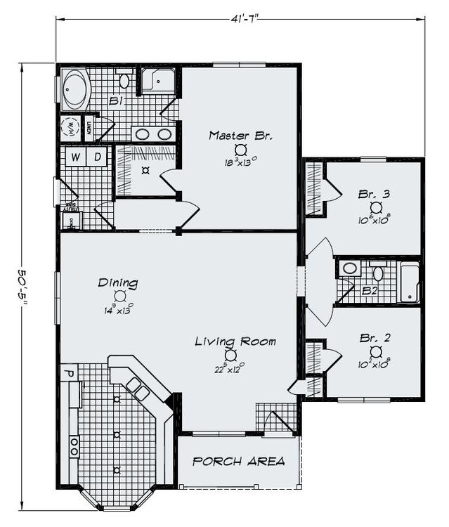 Halifax 1642 Square Foot Ranch Floor Plan